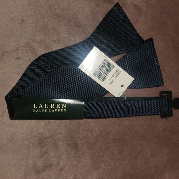 NWT Lauren Ralph Lauren Bowtie Mens 100% Silk Navy Blue Adjustable Tie - Picture 4 of 7